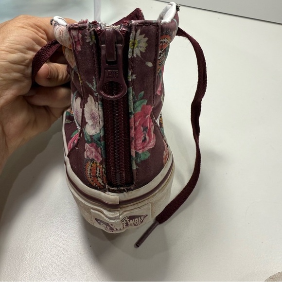 Vans Kids Floral High-Top Shoes - Burgundy and White - Picture 3 of 13